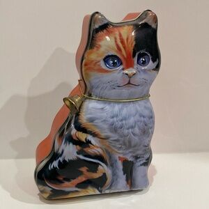Like NEW Italian Calico Cat Shaped 6” Biscuit Tin with Bell